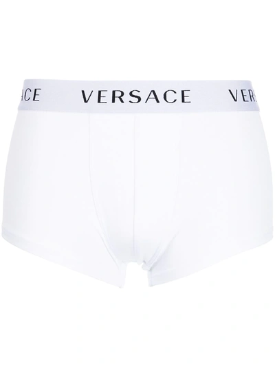Versace Logo裤腰四角裤 In Black,white