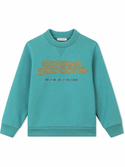Dolce & Gabbana Kids' Logo-embroidered Sweatshirt In Green