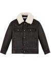 DOLCE & GABBANA CONTRAST-COLLAR LEATHER JACKET