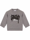Dolce & Gabbana Baby's Dripping Logo Crewneck Sweatshirt In Grey