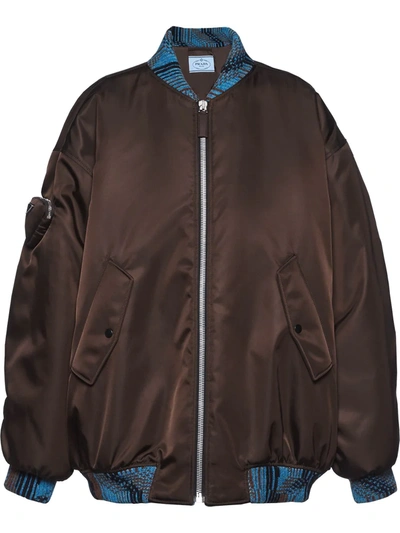 21AW RE-NYLON KNIT BOMBER JACKET 【PRADA】 Prada Re-nylon Bomber Jacket In Brown | ModeSens
