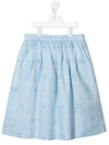 FENDI FF EMBROIDERED LINEN SKIRT