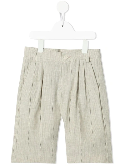 Fendi Kids' 褶饰裤腰短裤 In Neutrals