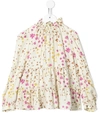 Il Gufo Floral-print Panelled Blouse In White