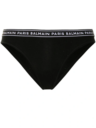 Balmain Logo-hem Cotton Briefs In Black