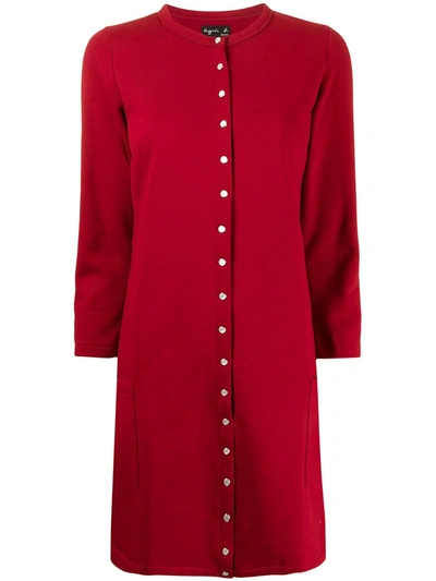 Agnès B. Snap-fastening Knitted Dress In Red