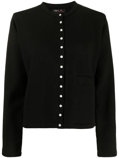 Agnès B. Snap-fastening Knitted Cardigan In Black