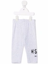 Msgm Logo-print Cotton Leggings In Grey