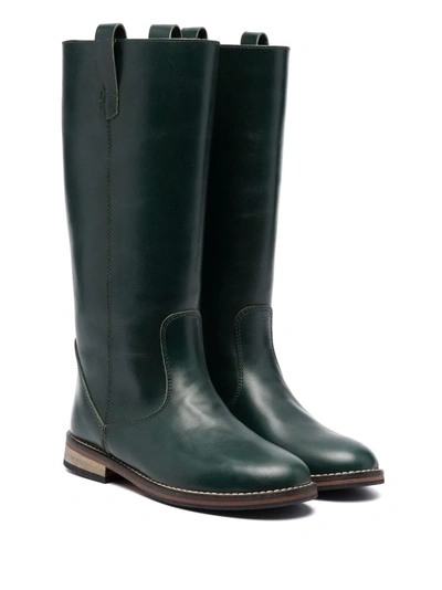 Pèpè Kids' Knee-length Leather Boots In Green