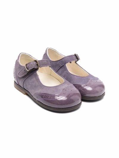 Pèpè Kids' Brogue-detail Buckled Ballerina Shoes In Purple
