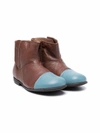 Pèpè Colour-block Ankle Boots In Brown