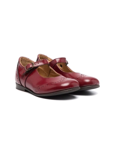 Pèpè Kids' Brogue-detail Leather Shoes In Red
