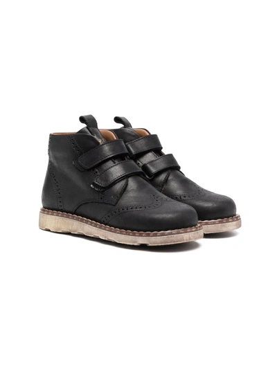 Pèpè Kids' Touch-strap Leather Boots In Black