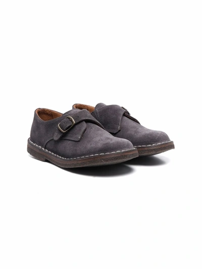 Pèpè Kids' Buckle-fastening Suede Mocassins In Grey