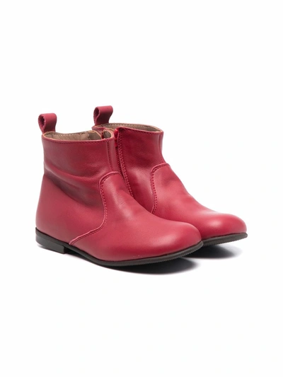 Pèpè Kids' Slip-on Leather Boots In Red