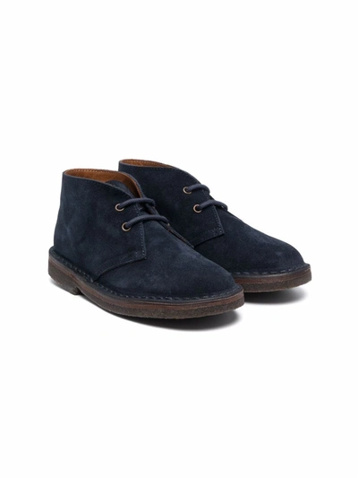 Pèpè Kids' Lace-up Suede Desert Boots In Blue