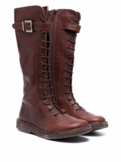 Pèpè Kids' Lace-up Knee-length Boots In Brown