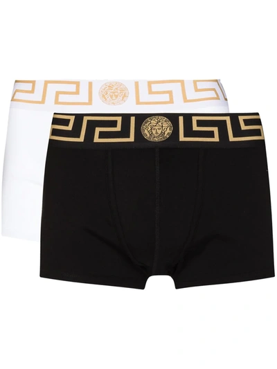 Versace Bi-pack Intimo Uomo Jersey Topeka Bi-stretch In Black And White