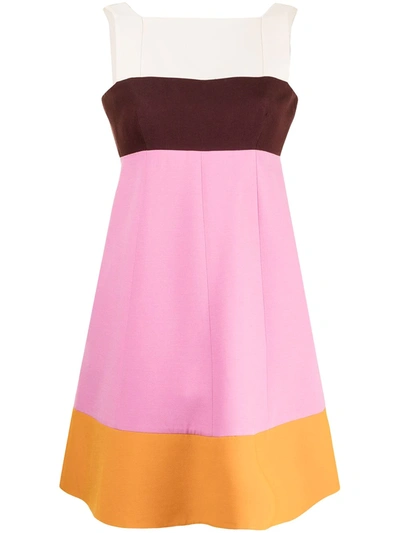 Pre-owned Valentino Colour-block Empire Dress In Pink
