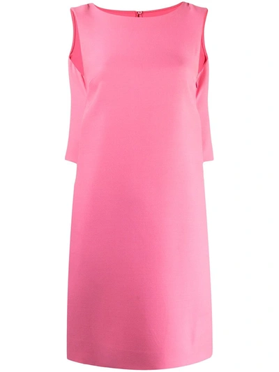 Pre-owned Valentino Cape-detail Dress In Pink