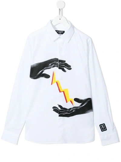 Neil Barrett Teen Graphic-print Cotton Shirt In White