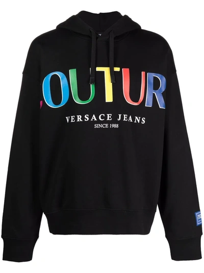 Versace Jeans Couture Logo印花连帽衫 In Black
