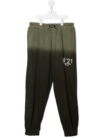N°21 Teen Dip-dye Effect Sweatpants In Green,black