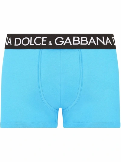 Dolce & Gabbana Logo-waistband Stretch Briefs In Blue