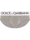 Dolce & Gabbana Logo-waistband Stretch-cotton Briefs In Heather Grey