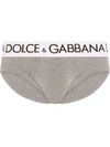 Dolce & Gabbana Logo-waistband Stretch-cotton Briefs In Grey