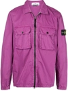 Stone Island Logo-appliquéd Garment-dyed Cotton-twill Overshirt In Purple