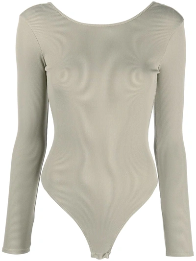 Anine Bing Lane Ribbed-jersey Bodysuit In Green