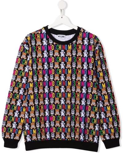 Moschino Kids' Logo Crew-neck Sweatshirt In Multicolor