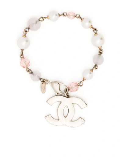 Chanel Silver Beaded Large CC Bracelet · INTO