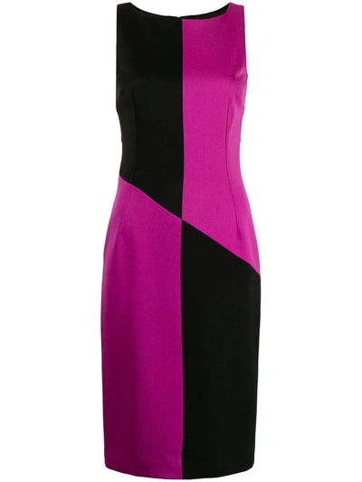 Pre-owned Dolce & Gabbana Colour-block Wool Midi Dress In Pink