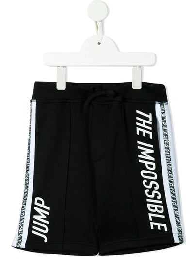 Dsquared2 Teen Graphic-print Elasticated-waist Shorts In Black