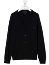 EMPORIO ARMANI LOGO-EMBROIDERED KNITTED CARDIGAN