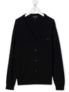 Emporio Armani Logo-embroidered Knitted Cardigan In Blue