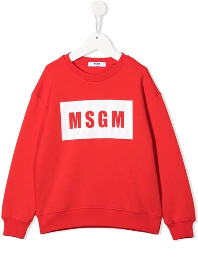 Msgm Teen Logo-print Cotton Sweatshirt In Red