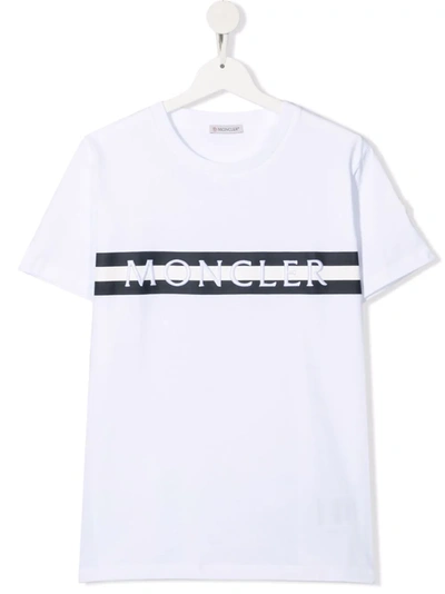 Moncler Teen Embroidered-logo T-shirt In White