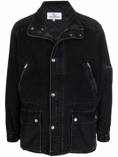 Pre-owned Valentino 1990s Corduroy Padded Jacket In Black