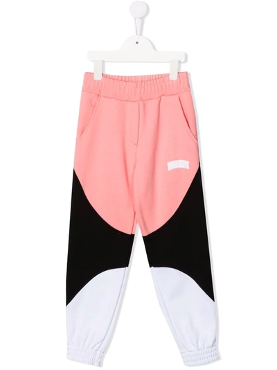 Msgm Teen Colour-block Track Trousers In Pink