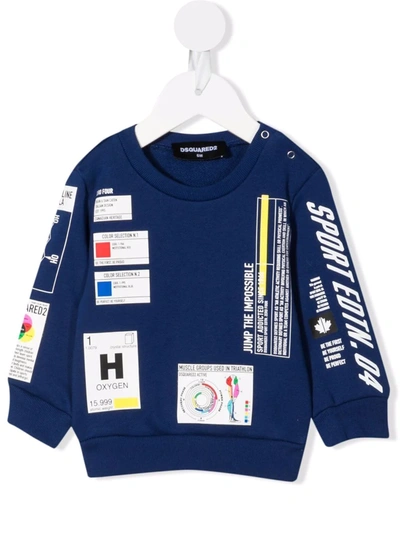 Dsquared2 Babies' Graphic-print Cotton Sweatshirt In Blue