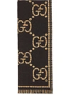 Gucci Gg Wool Scarf In Black