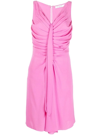 Pre-owned Dior 2010s  Draped Front Sleeveless Dress In Pink
