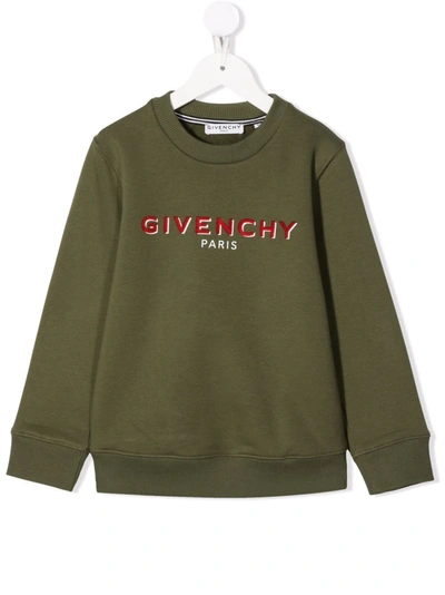 Givenchy Kids' Cotton Sweatshirt With Logo In Green