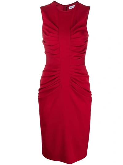 Pre-owned Dior 褶饰合身连衣裙（2000年代典藏款） In Red