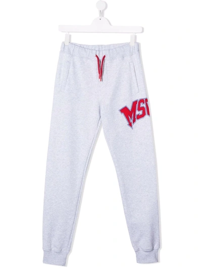 Msgm Teen Logo-print Track Trousers In Grey