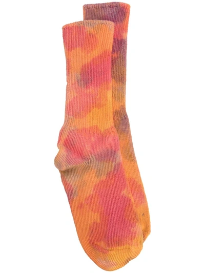 Collina Strada X Gucci Desert Tie Dye Organic Cotton Blend Socks In Orange,fuchsia