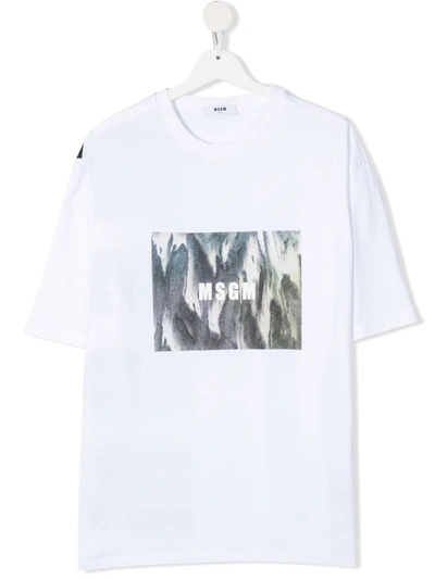 Msgm Teen Logo-print T-shirt In White